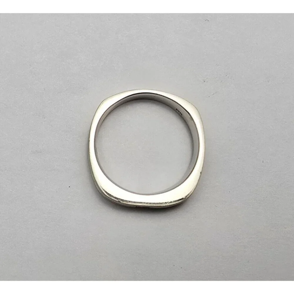 14K White Gold Matte Finish Comfort Diamond Square Wedding Band Ring Size 10.75